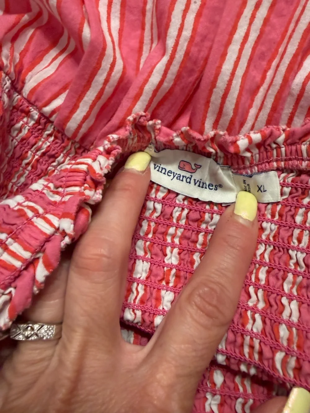 Vineyard Vines Painted Stripe Smocked Dress Size XL